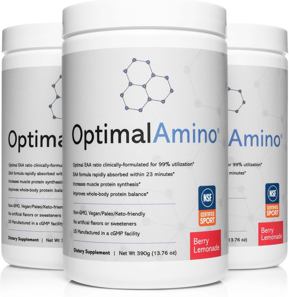 OptimalAmino® Elite Bundle (3 Monate) Best Pre/Post Workout Recovery Drink, 99% Utilization Essential Amino Acid Supplement, NSF zertifiziert für Sport® zertifiziert