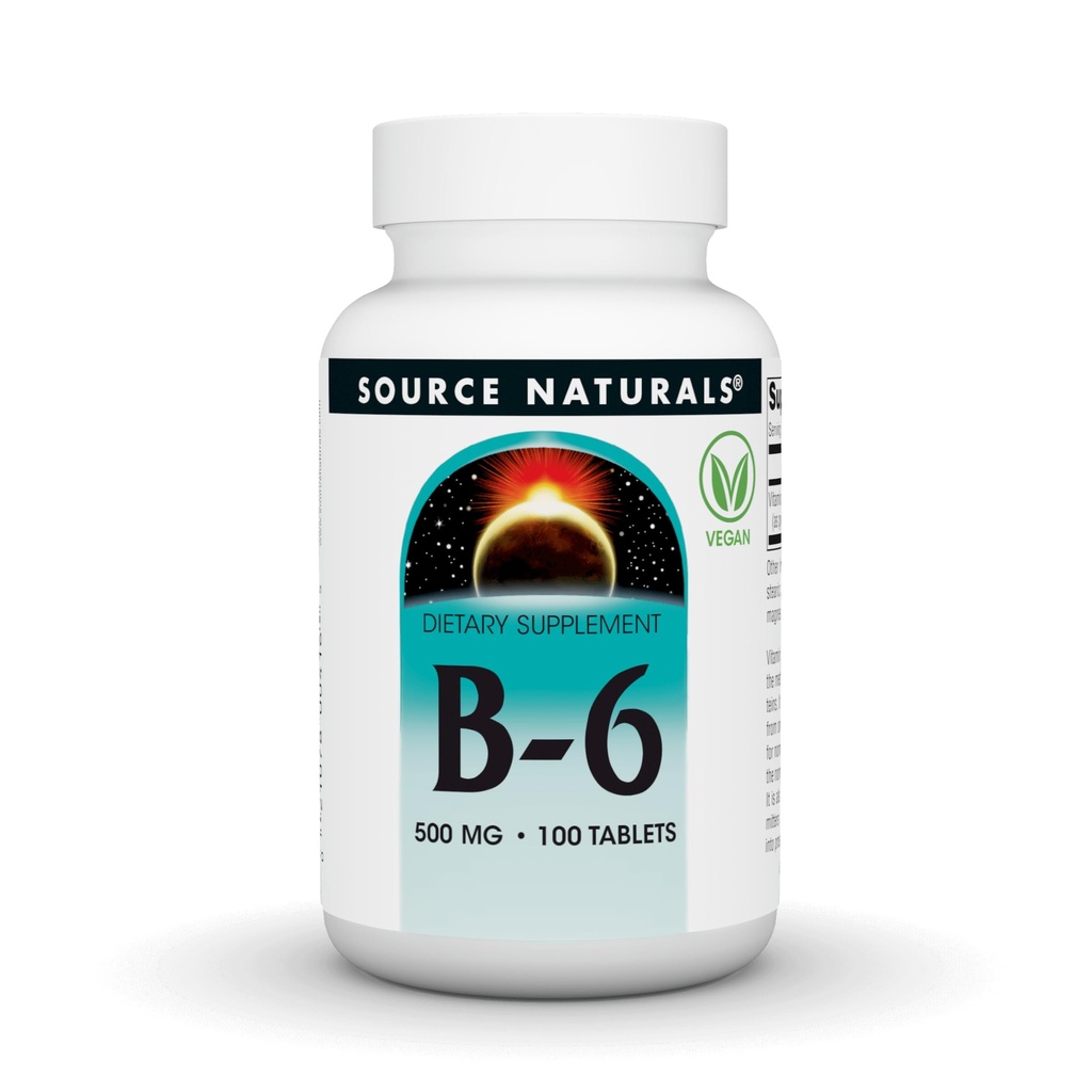 Source Naturals Vitamine B-6, système immunitaire support* -500 mg, 100 comprimés