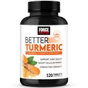 FACTEUR DE FORCE Meilleur Curcumine Turmère 1600mg avec poivre noir et gingembre, Supplément de soutien de la force clinique, Absorption supérieure, 120 comprimés