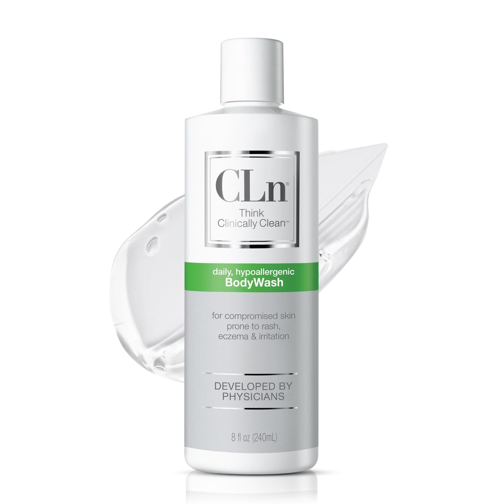 CLn® BodyWash – Laver le corps non-séchant, Pour la peau compromisée Prone à l'eczéma, dermatite, Rash & Hidradénite Suppurativa, sans parfum et sans paraben, 8 fl oz.
