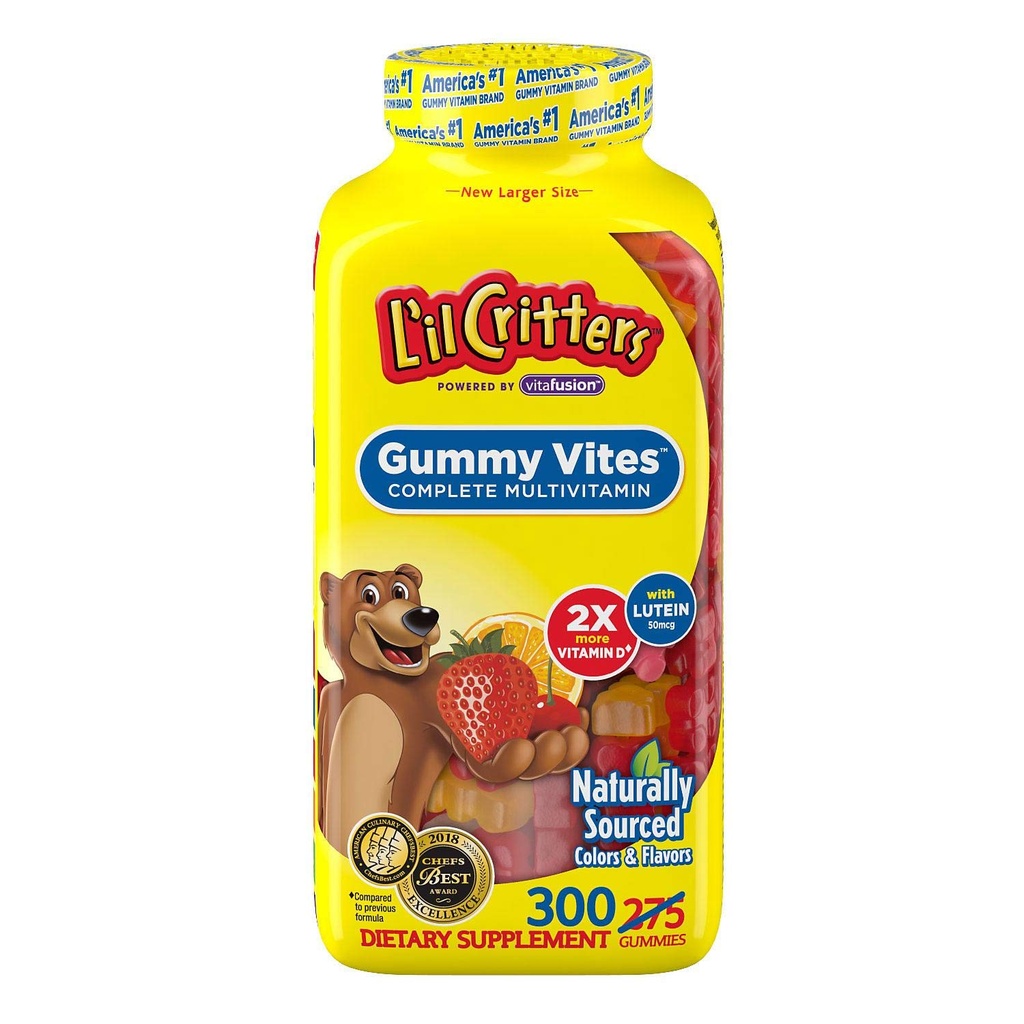 Supplément diététique multivitamine de l'ours gommy à croquer pour les enfants, 300 comtes
