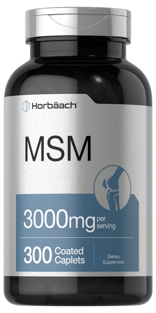Supplément Horbäach MSM : 3000mg environ 300caplets enduits de méthylsulfonylméthane avec du calcium