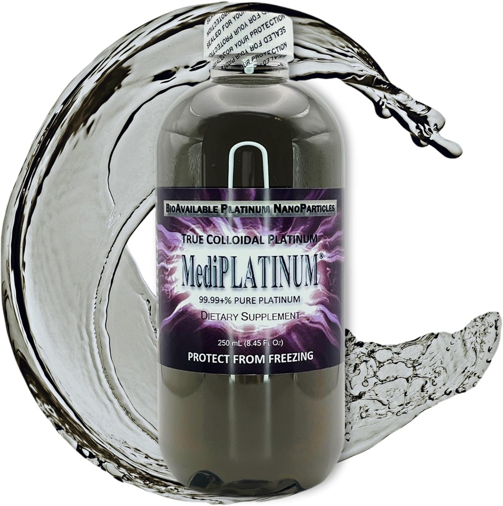 MediPLATINUM True Colloidal Platinum Nahrungsergänzung - 250 mL (8.45 Fl Oz) in Clear BPA-Free Plastic Bottle