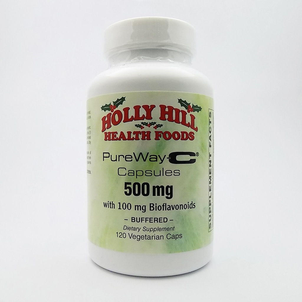 Holly Hill Health Foods, PureWay-C 500 MG mit 100 MG Bioflavonoiden, gepuffert, 120 vegetarische Kapseln