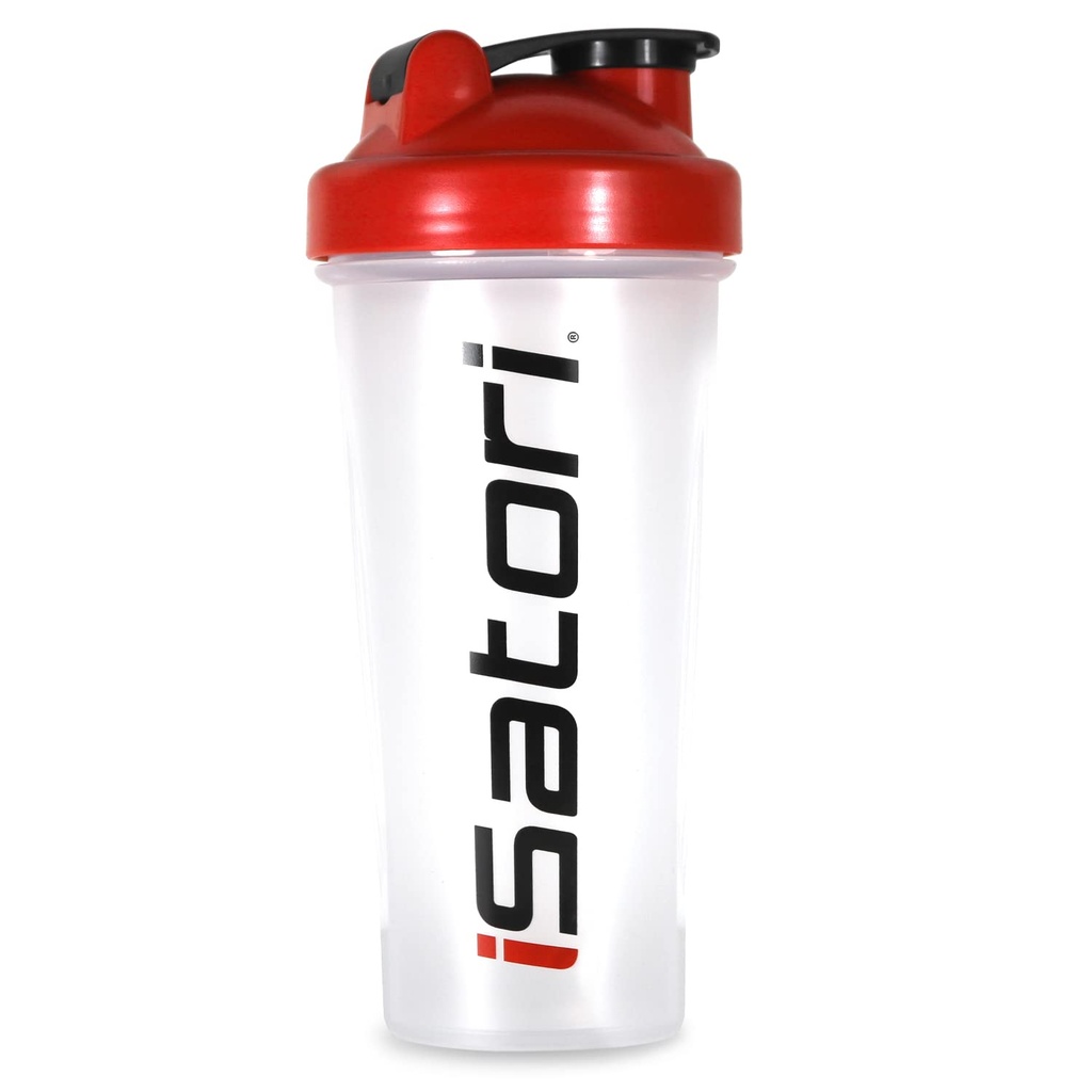 iSatori Classic Y compris la boule de mélange de fil en acier inoxydable - 28-Ounce (Bouteille claire avec haut rouge)