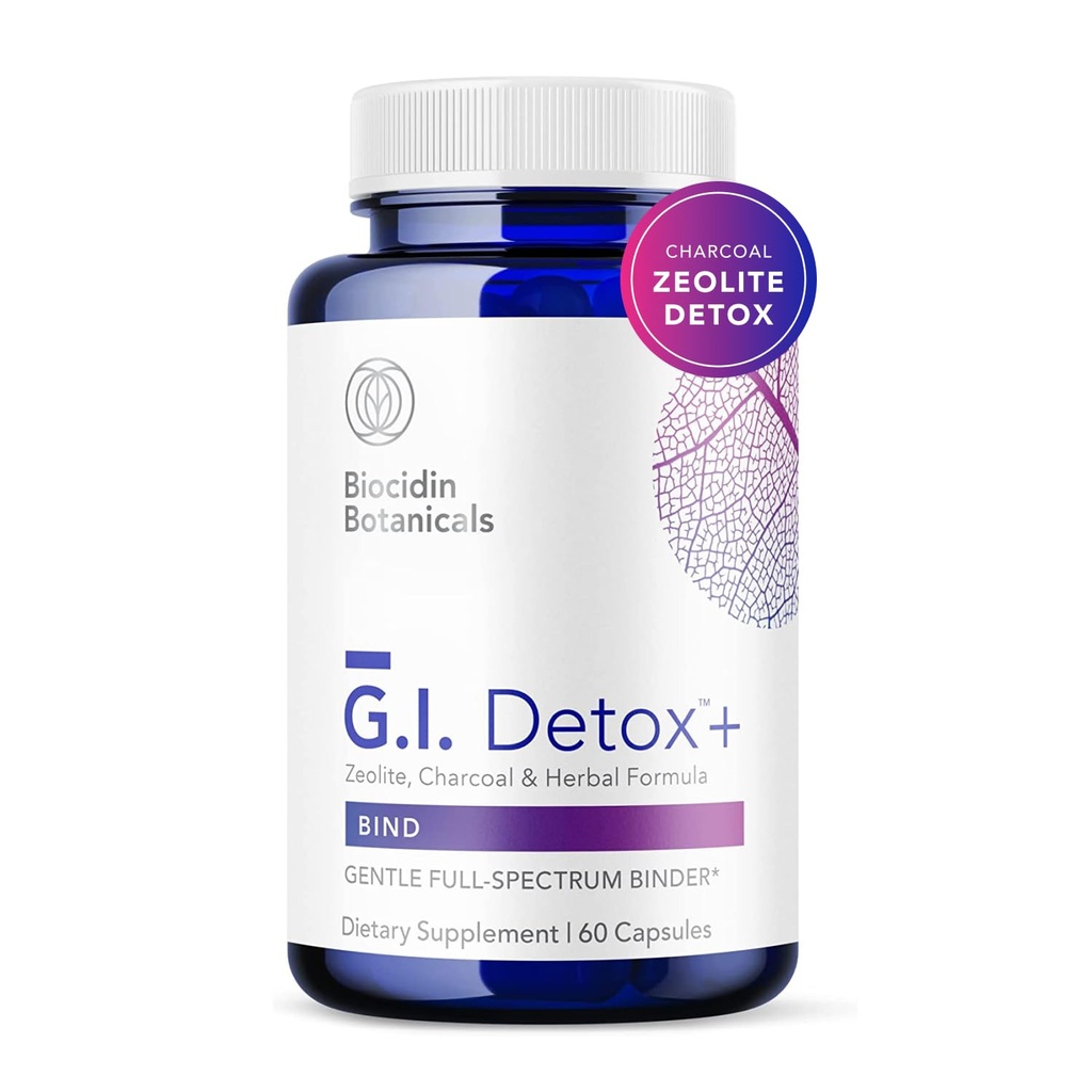 Biocidin G.I. Detox+ Aktivierte Charcoal Binder & Zeolite Detox Ergänzungen mit Silica - Hilft Bind & Klare Toxine - unterstützt Vollkörperreinigung und kann Bloating reduzieren (60 Kapseln)