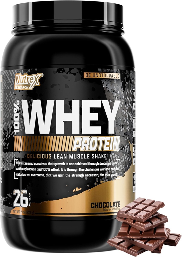 Nutrex Research Chocolate Whey Protein Powder | 100% Whey Protein Supplement | Enhanced Muscle Builder & Recovery Protein mit Verdauungsenzymen für Männer und Frauen - 25g Protein (Chocolate, 2 Pound)