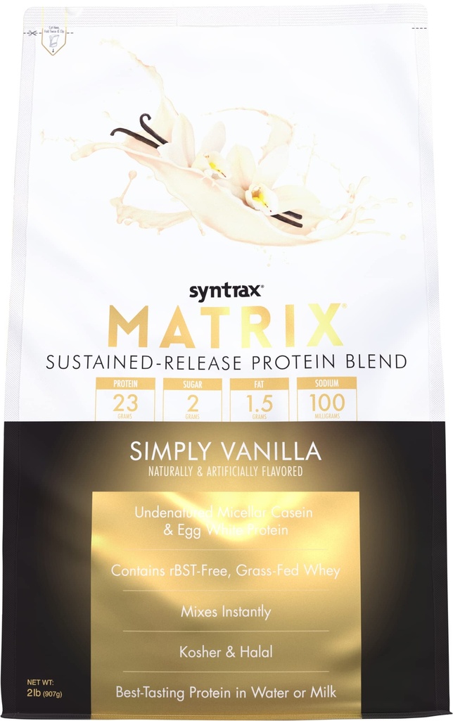 Matrice de nutrition Syntrax - Mélange de protéines à libération prolongée, simple Vanille 2 lbs.