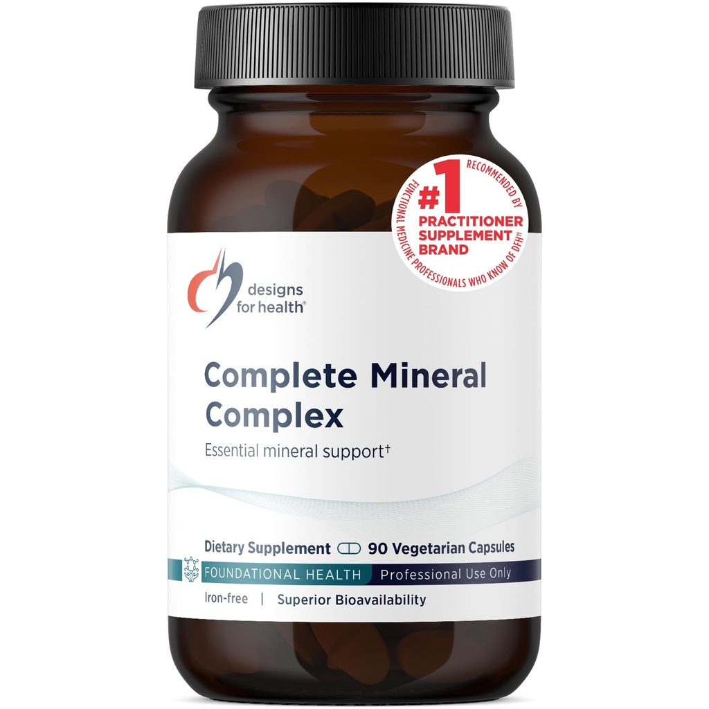 Designs for Health Complete Mineral Complex - Essential + Trace Minerals Supplement mit Magnesium Malat, Chrom, Zink + Mehr - Eisenfreie Multi Minerals Blend - Vegan + Gluten frei (90 Kapseln)