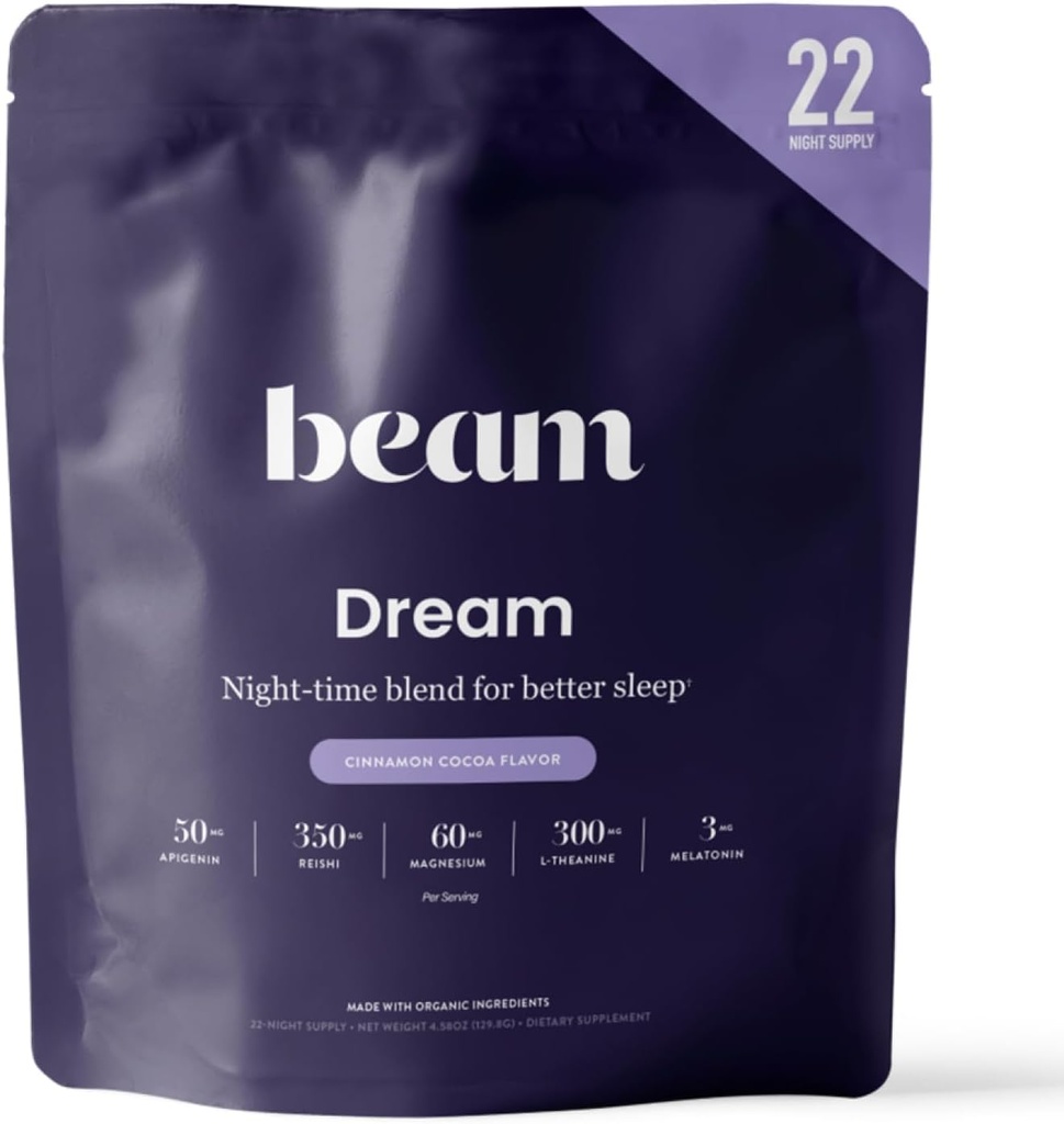 Beam Dream Sleep Powder, L-Theanin, Apigenin, Reishi und Magnesium, Third Party Tested Natural Sleep Aid & Sleep Supplement for Deep Sleep, Relaxation and Recovery, Natural Sleep Support, 22 Servings
