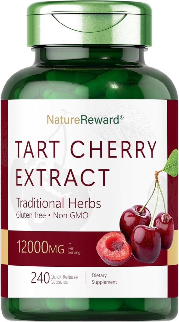 Tart Cherry Extract 12000mg | 240 Capsules | Non-GMO and Gluten Free Formula | Herbal Supplement
