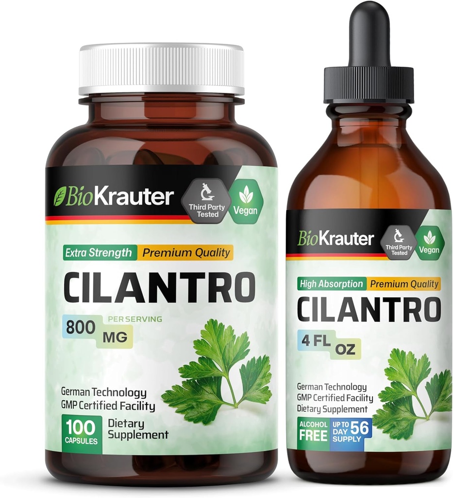 BIO KRAUTER Cilantro 100 Kapseln & Cilantro Tinktur 4 Fl. Oz.