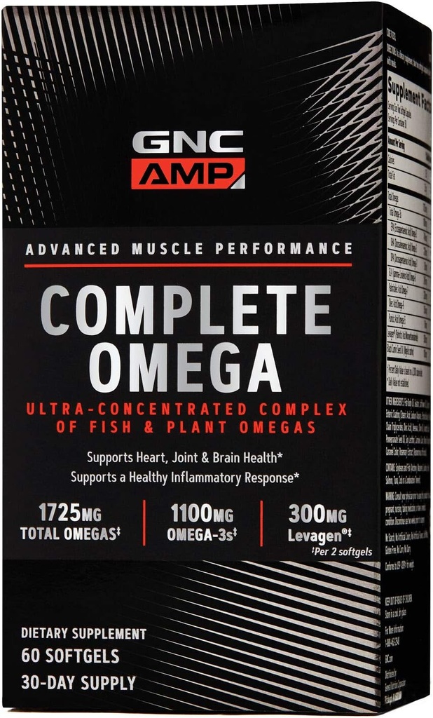 GNC AMP Complete Omega, unterstützt Herz, Gelenk, Gehirngesundheit, 60 Zähler