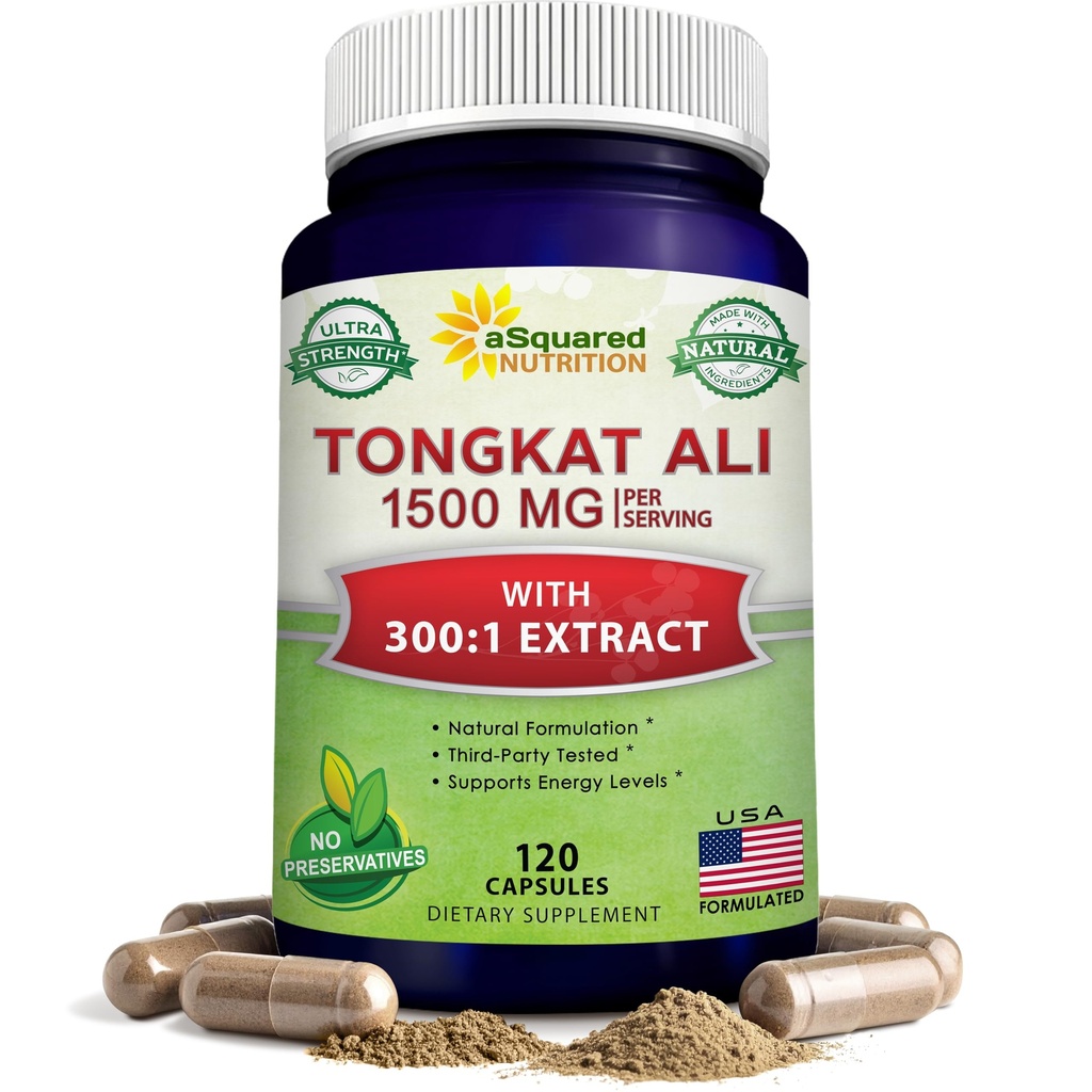 aSquared Nutrition Tongkat Ali 1500mg - 120 Kapseln - Longjack (Eurycoma Longifolia) Extraktergänzung & Long Jack Root Powder Pillen - Tongkat Ali für Herren & Frauen