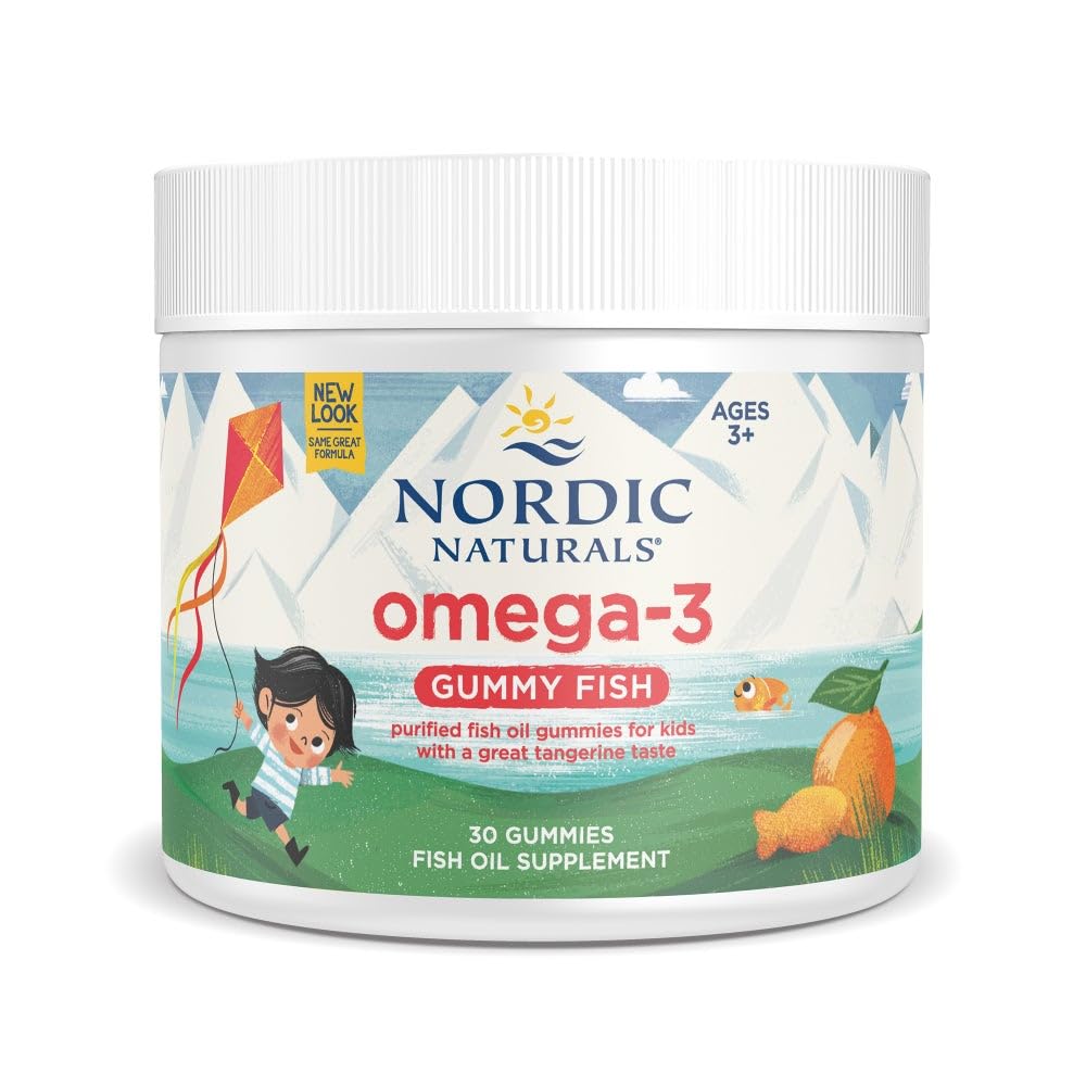 Nordic Naturals Nordic Omega-3 Poisson gommy, Tangerine - 30 Poisson gommy - 124 mg Total Omega-3 avec EPA et DHA - Non-OGM - 30 portions