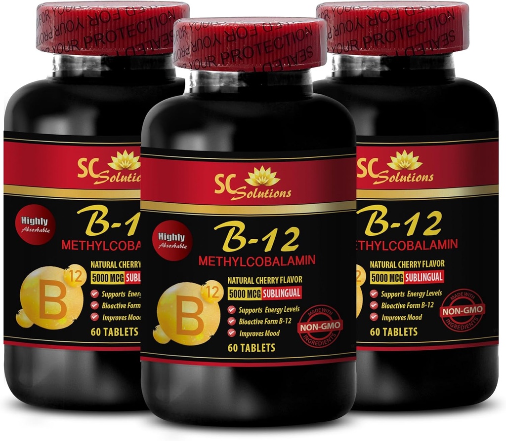 Immununterstützung Pillen - METHYLCOBALAMIN VITAMIN B-12 5000 - Anti-Alter-Ergänzung für Frauen, beste Energieergänzungsmittel, Ausdauer Ausdauer, Immununterstützung Kapseln, Vitamin b 12 Stoffwechsel - 3 Bot 180