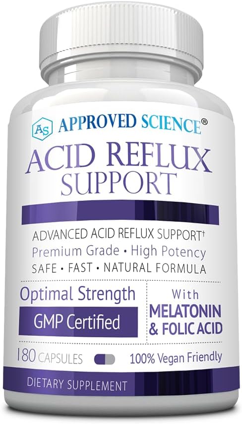 Support de reflux acide Science® approuvé - avec mélatonine, racine de marshmallow, L-Taurine -180 capsules - végétalien