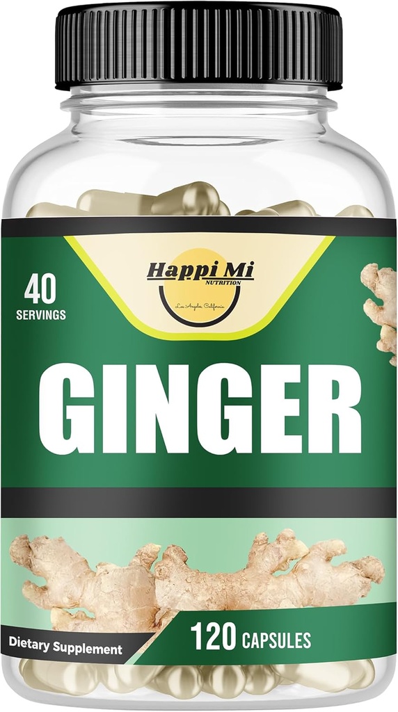 Capsules de racine de gingembre en poudre de racine de gingembre biologique 2500mg par portion, 120 Capsule végétale 40 portions