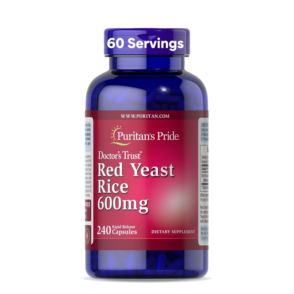 Puritan's Pride Doctors Trust® Red Yeast Rice 600mg, Nahrungsergänzung, 240 Rapid Release Kapseln
