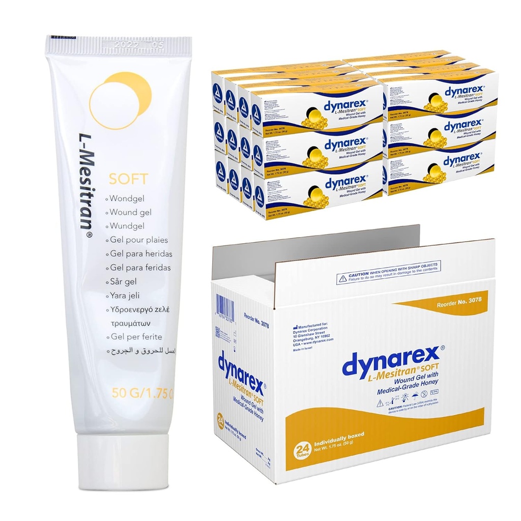 Dynarex Honig L-mesitran Soft Wound Heilgel mit medizinischem Grad Honig, 1.75 Unzen, 24 Count