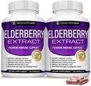Capsules de Elderberry bio avec extrait de Sambucus - Fruits de Elderberry purs pour le soutien immunitaire, la santé de la peau et puissant antioxydant, stimuler l'immunité pour les hommes et les femmes, 60 capsules de légumes, non-OGM et sans sucre