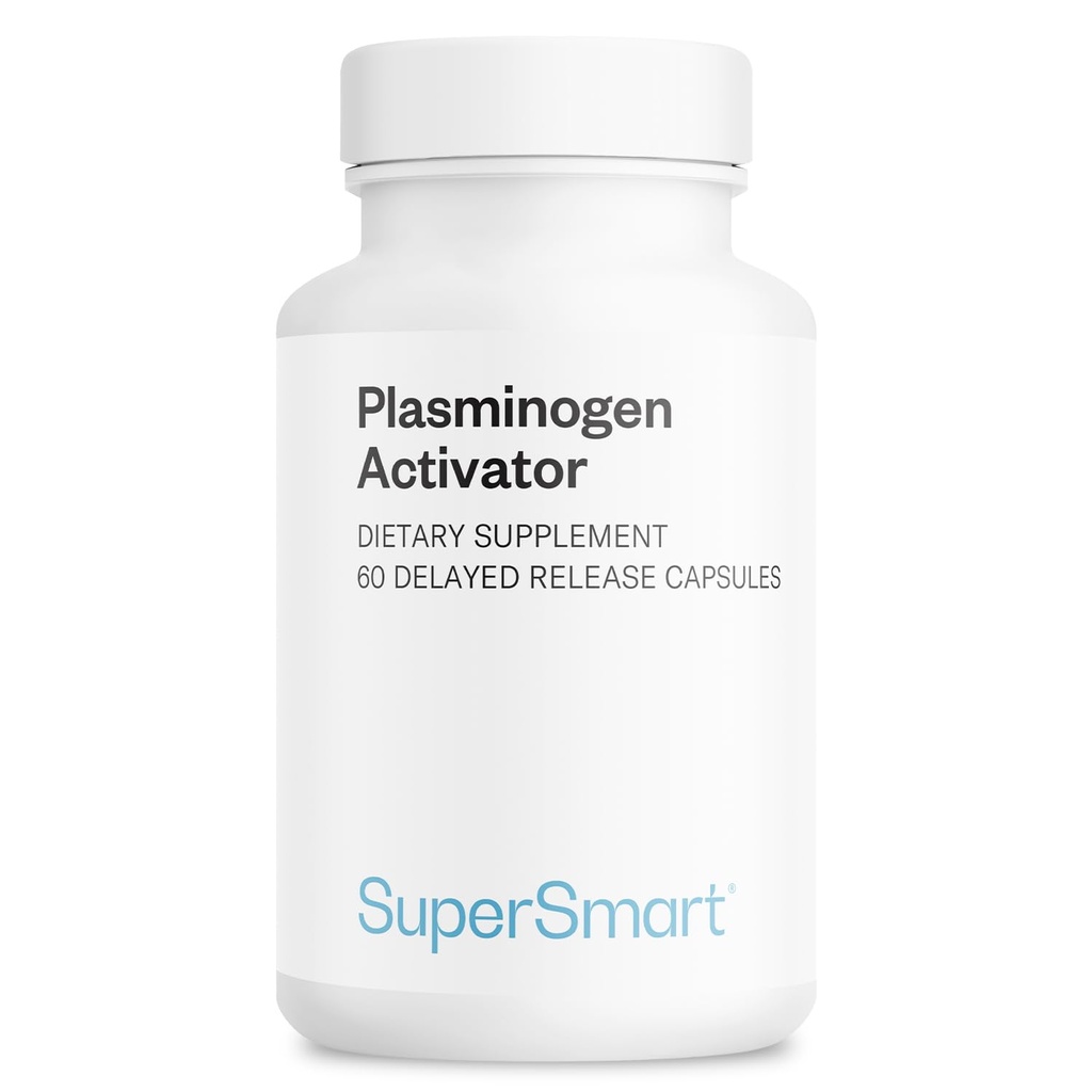 Supersmart - Plasminogen-Aktivator (Advanced Formula) - mit Pterostilbene, Nattokinase, Serrapeptase, OPC - High Potency Antioxidant Supplement | Non-GMO & Gluten Free - 60 Delayed Release Capsules