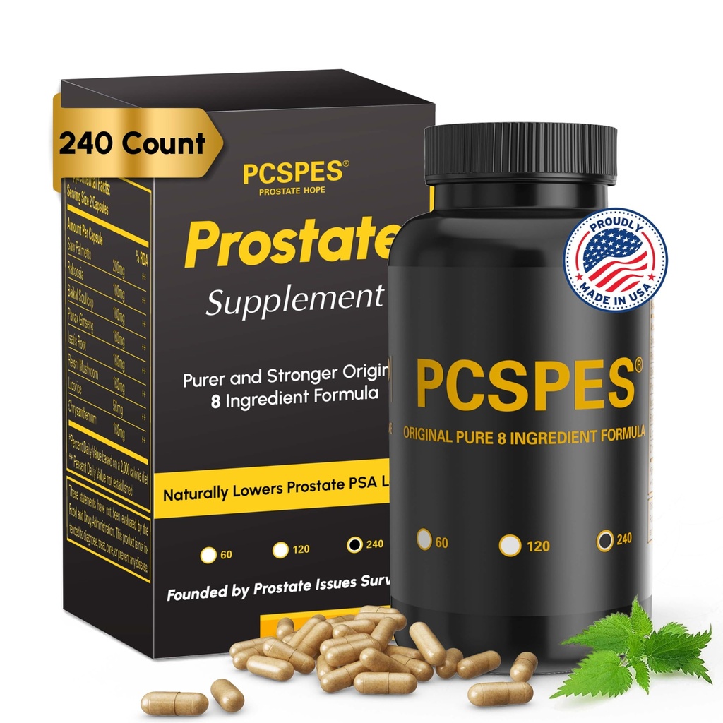 Suppléments de santé prostate pour les hommes - Niveaux de PSA inférieurs naturellement avec Saw Palmetto & 7 Herbes pures - Prostate Health Support - Réduit l'urine fréquente 240 Compte