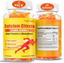 1200mg Calcium Citrate Gummi für Erwachsene: Zuckerfrei Vegan Vitamin Supplement mit D3 K2 - Frauen Männer hohe Absorption Ergänzung für Knochen Zähne (60 Count(Pack von 2))