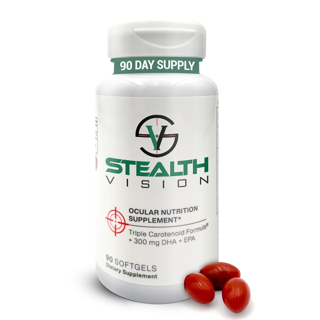 Stealth Vision Eye Vitamin, Augenergänzung mit Lutein, Zeaxanthin und Meso-Zeaxanthin, Non-GMO Augengesundheit Vitamine für Erwachsene, Vision Essentials for Complete Eye Support (90 softgels)