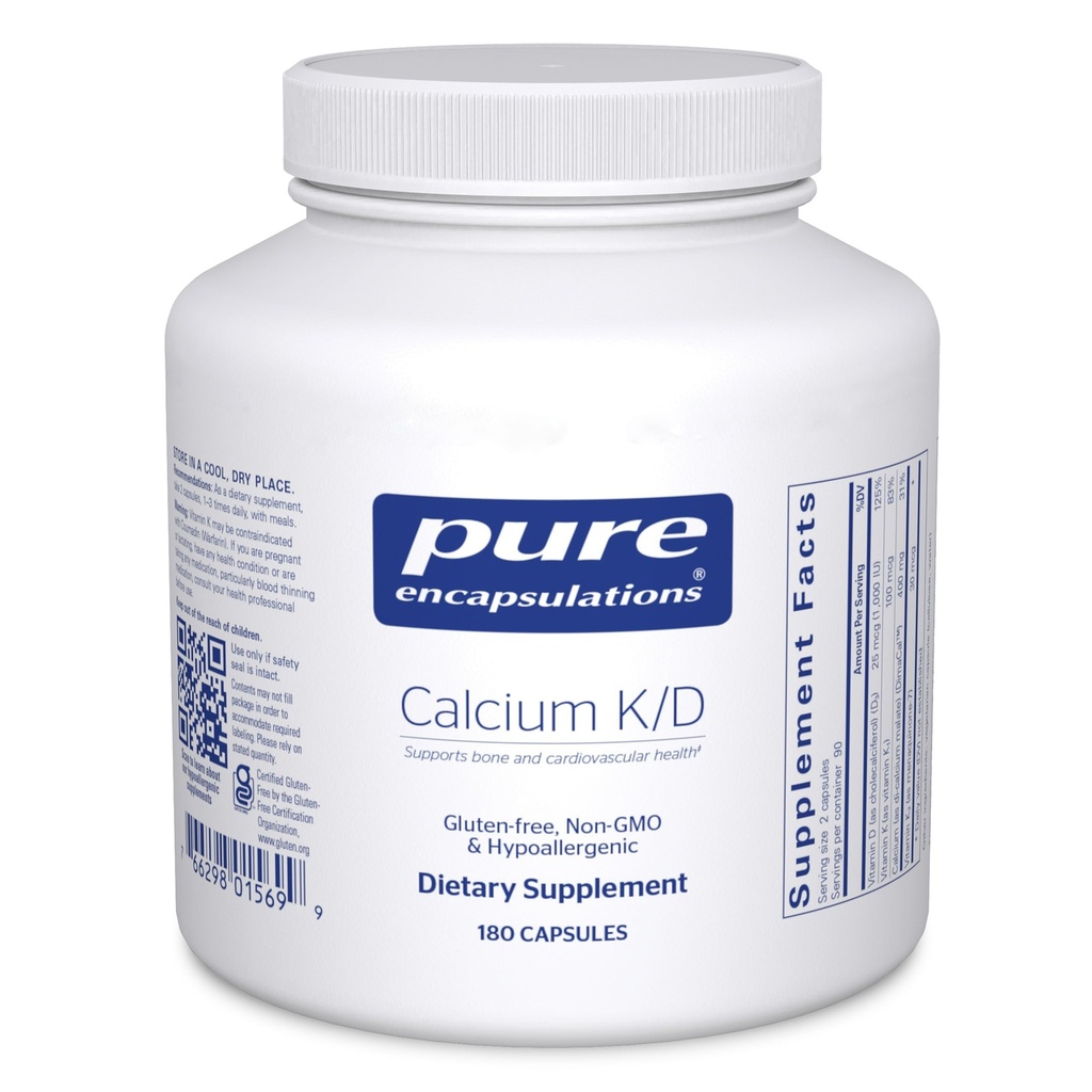 Encapsulations pures Supplément Calcium K/D pour la force osseuse, le système immunitaire, le colon et la santé cardiovasculaire*