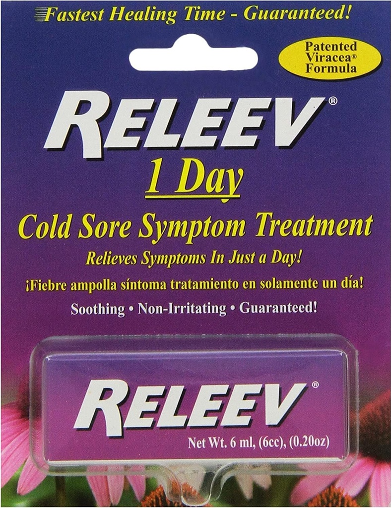 Releev 1 jour de traitement des symptômes des plaies froides, 6 mL (0,20 oz)