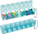 2 Pack Weekly Pill Organizer, grande boîte à pilules de 7 jours, boîte de médicament quotidienne cas de vitamine, contenants de pilules pour les suppléments de médicaments Huile de poisson (bleu)