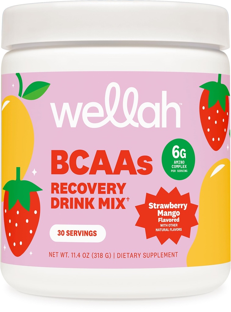 Wellah BCAAs (flaveur de mangue aux mûres) 30 portions - BCAA poudre avec complexe d'hydratation