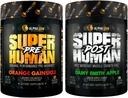 ALPHA LION Pré-entraînement surhumain Poudre et post-entraînement Recovery Bundle, énergie soutenue et focus + croissance musculaire maigre, force et volume (Hulk Juice & Gainy Smith Apple)