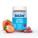 BeLive Vitamin D3 Gummis mit B12 Vitaminen - 60 Ct I Immune unterstützen Gummis mit Vegan Vitamin B12 & D3, bietet verbesserte Knochen & Muskelkraft, Herzgesundheit und Energie - Erdbeeren Geschmack