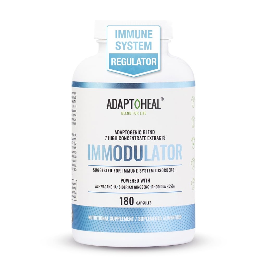 ADAPTOHEAL Immodulator - Adaptogene Ergänzung für Well-Being, mit Ginseng, Ashwagandha, Reishi Mushroom - Unterstützt Stressreaktion, Mood Balance und Immunsystem Funktion (180 Kapseln/700 mg)