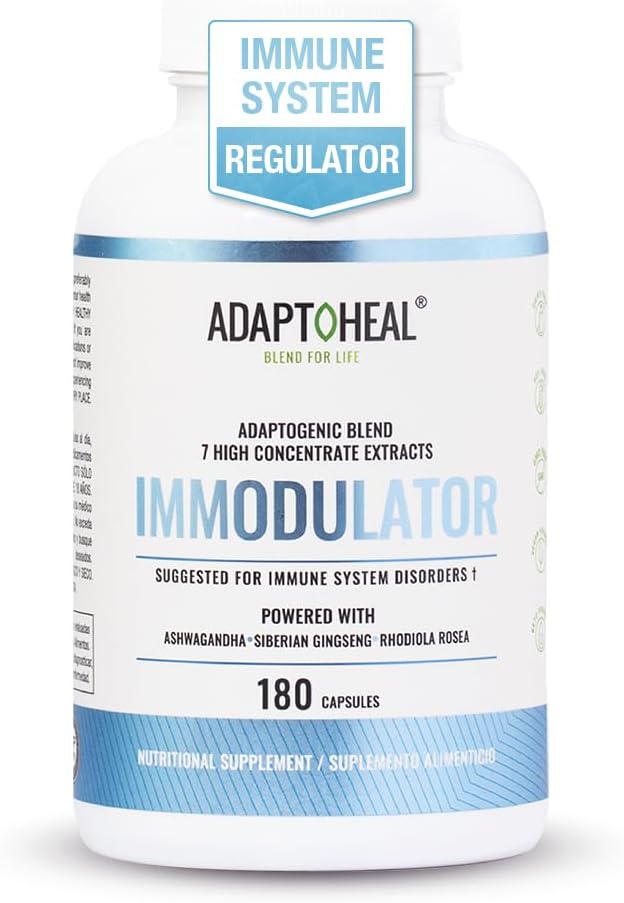 ADAPTOHEAL Immodulator - Adaptogene Ergänzung für Well-Being, mit Ginseng, Ashwagandha, Reishi Mushroom - Unterstützt Stressreaktion, Mood Balance und Immunsystem Funktion (180 Kapseln/700 mg)