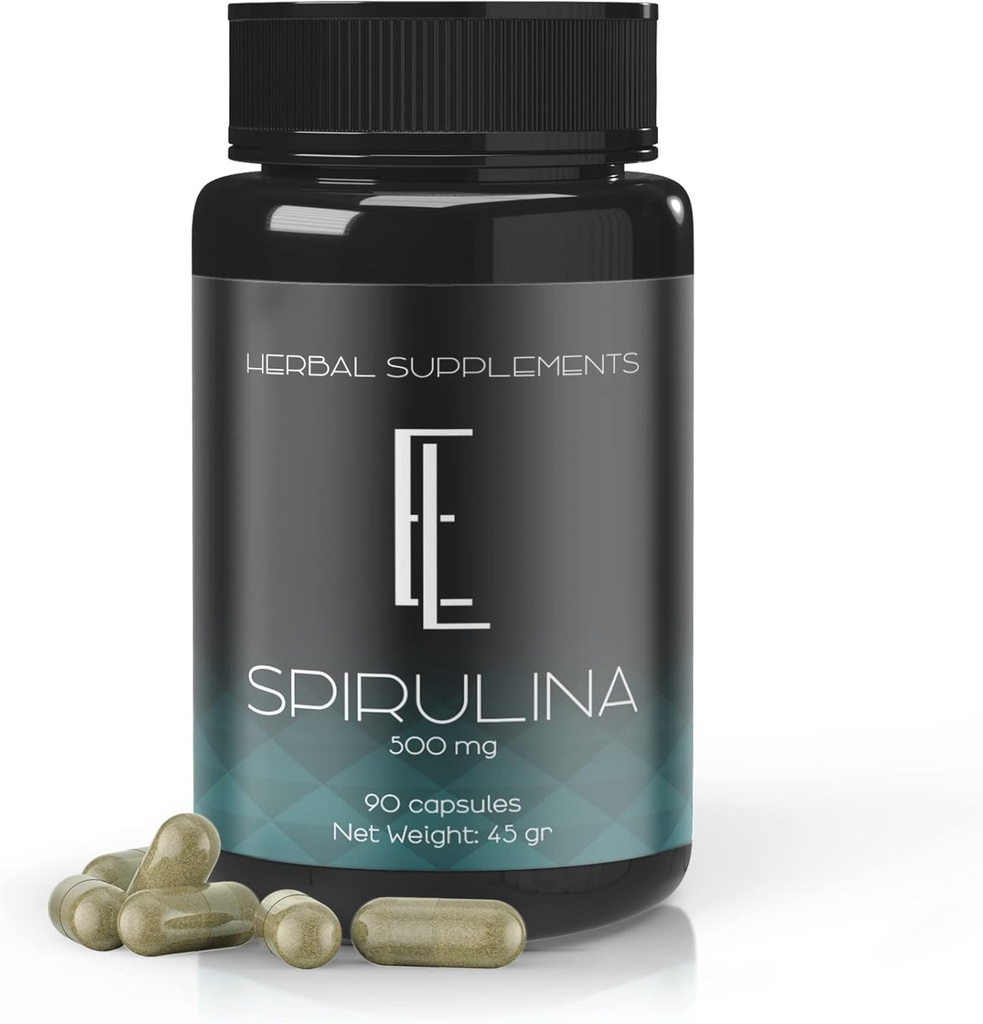 Enchanted Living Spirulina Capsules - 90 x 500 mg, High-Potency Plant-Based Superfood, Supplements, Non-GMO Gemüse Cellulose Vegan Friendly Capsules
