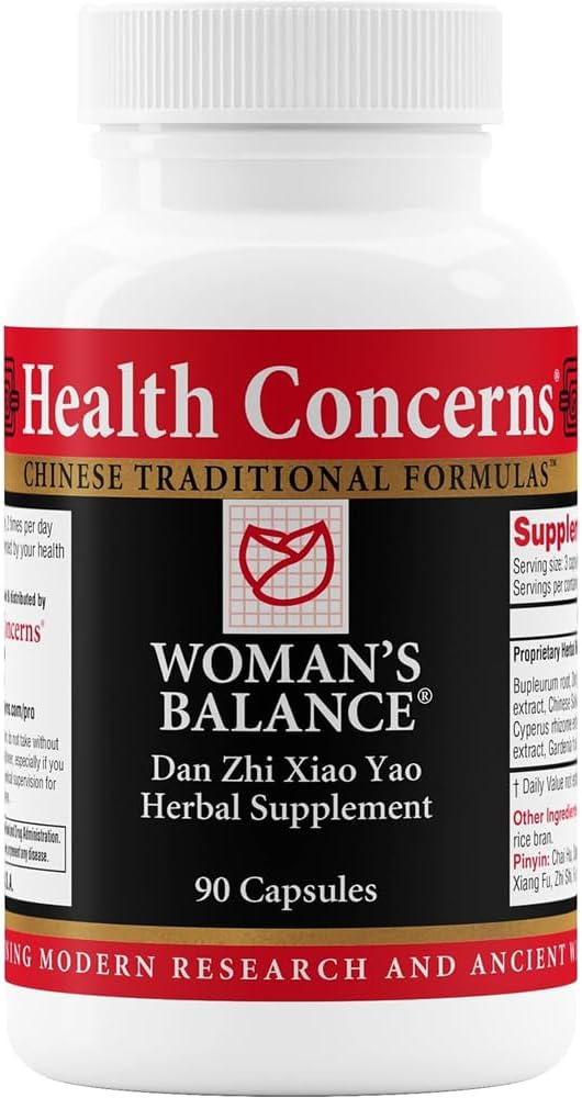 Health Concerns Woman's Balance – Herbal PMS Support Supplement for Women – Menstrual Cycle & Menopause Relief – Chinese Herbal Formula – Mood Support & Hormonal Balance – 90 Capsules