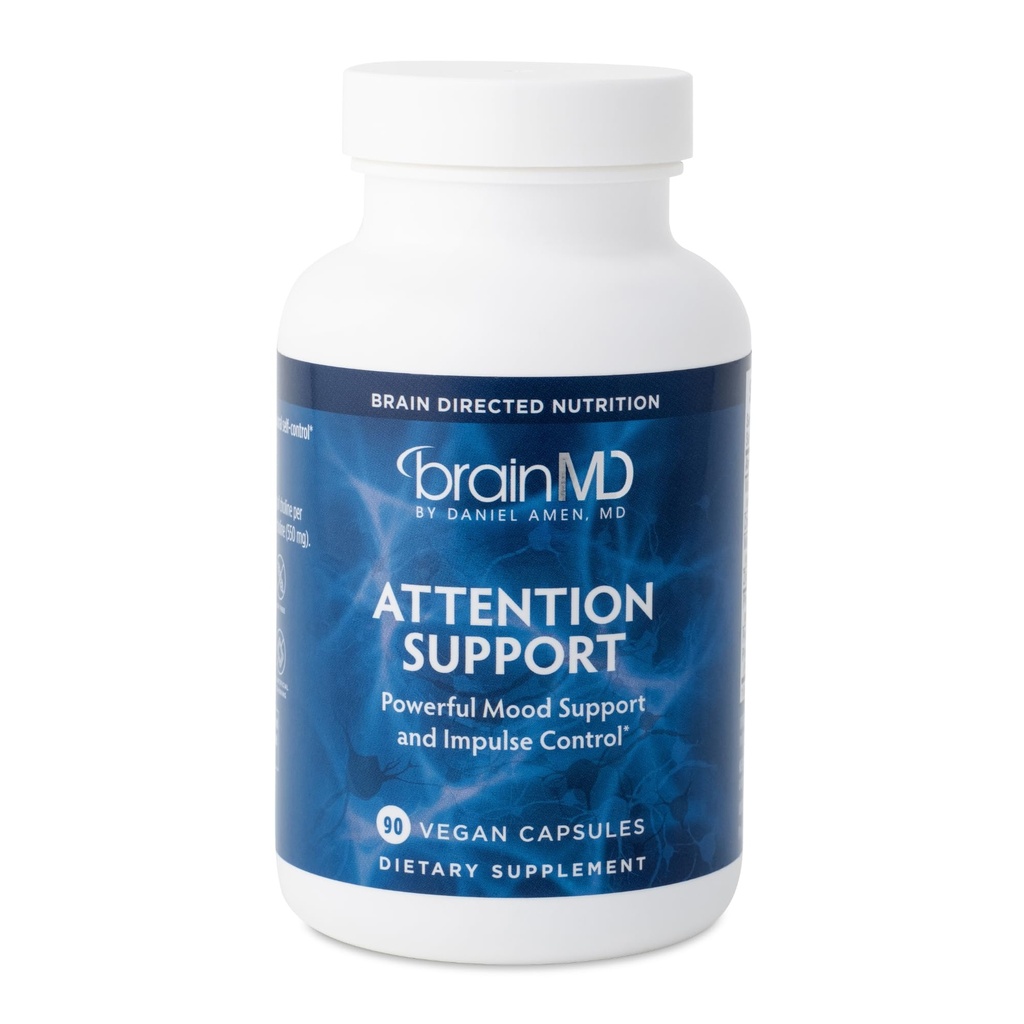 BRAINMD Dr Amen Attention Support - 90 Kapseln - Fördert Mental Focus & Impulse Control - Glutenfrei - 30 Portionen