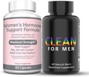 Re+Gen Nutrition Clean for Men Fiber Supplement & Women's Hormone Balance Support, Vitamine E, Dong Quai, Suppléments naturels pour Bloating, Constipation et Gut Health, Tabouret softeners, aide à nettoyer B