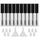 GTHER 10PCS 10ML Leere Mascara Tube Bottle mit Wimpern Wand, Gummieinsätze & Funnels Set für Rizinusöl / Wachsöl, DIY Cream Container mit Kappe, Schwarz