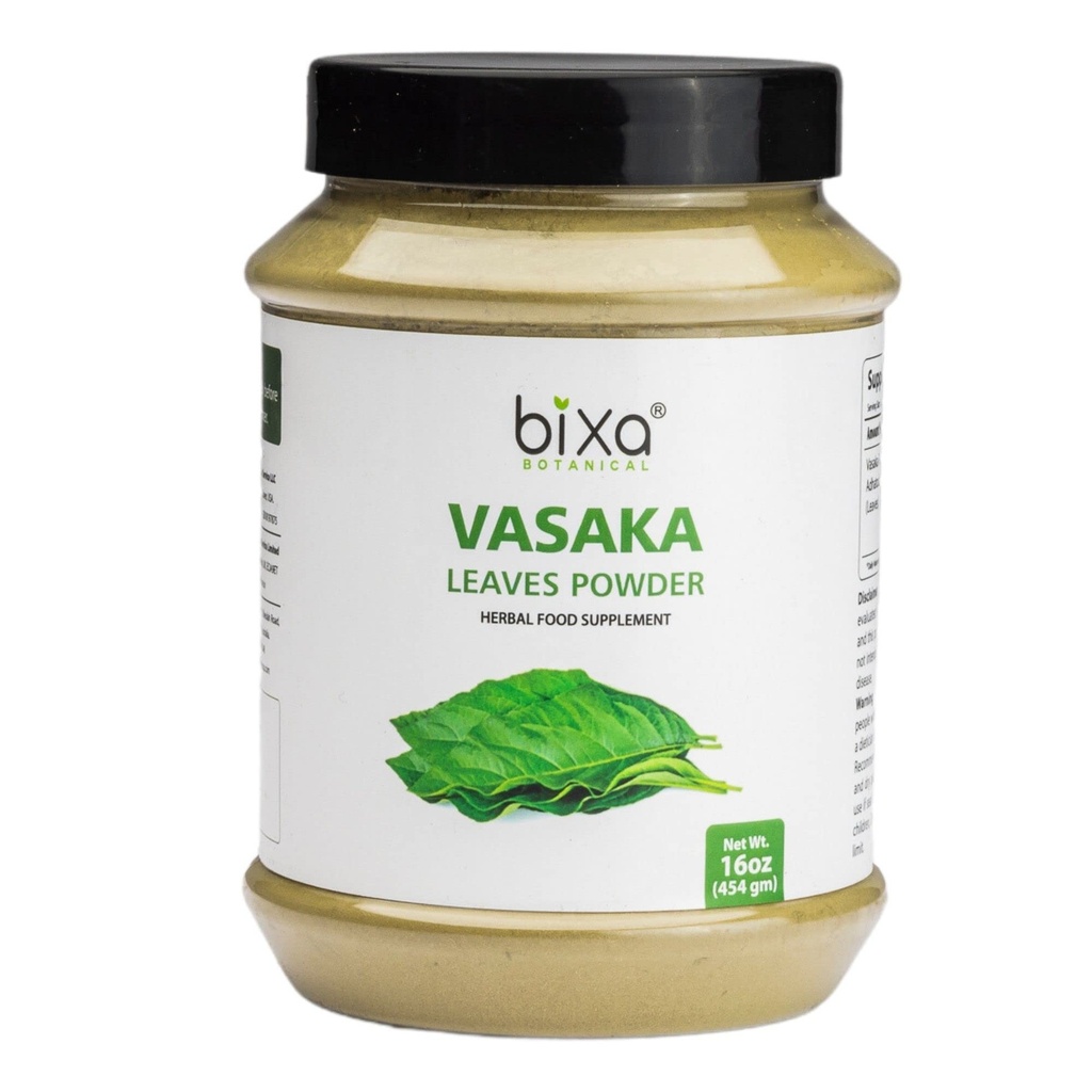 bixa BOTANICAL Vasaka Blatt Pulver | Adhatoda vasaka | 1 Pfund / 16 OZ | Ayurvedic Kräuterergänzungsmittel zu reduzieren Extra Pitta (Gesäß) von Körper | Glutenfrei, Non-GMO, Dampf behandelt, Vegan, 100% rein.