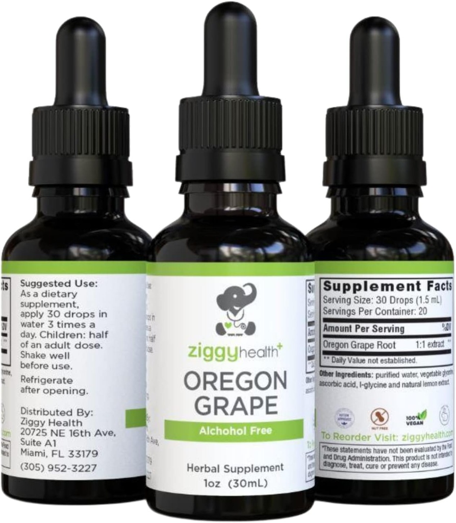 Teinture de racine de raisin bio de l'Oregon - Extrait sans alcool, soutien aux plantes de 1 oz