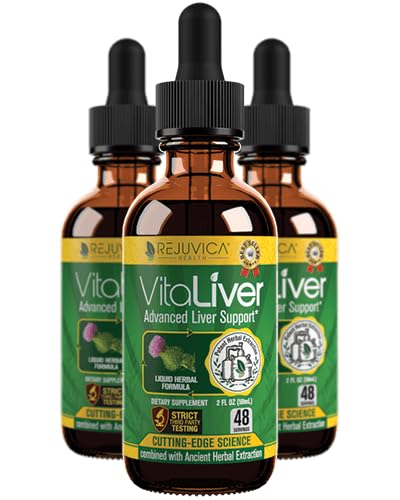 VitaLiver - Supplément pour la santé du foie - Soutien Nettoyage et désintoxication du foie - Livraison liquide pour l'absorption - Thistle de lait, Artichaut, Chanca Piedra, Dandelion & Plus!