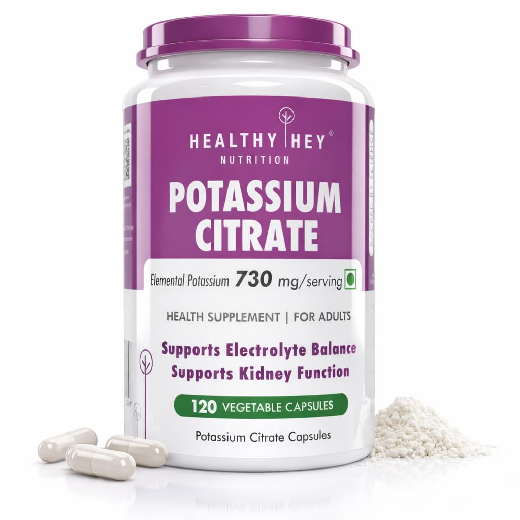 HealthyHey Nutrition Citrate de potassium 730mg - Capsules végétales 120 Compte (paquet de 1)