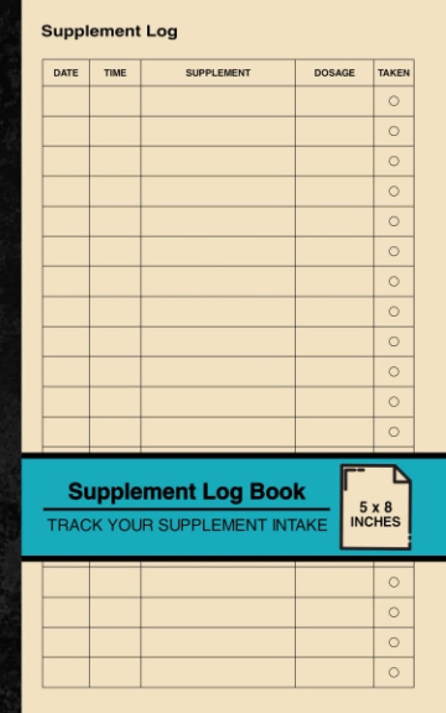 Ergänzung Logbuch: Einfache Ergänzung Logbuch | Verfolgen Sie Ihre Ergänzung Intake | Small