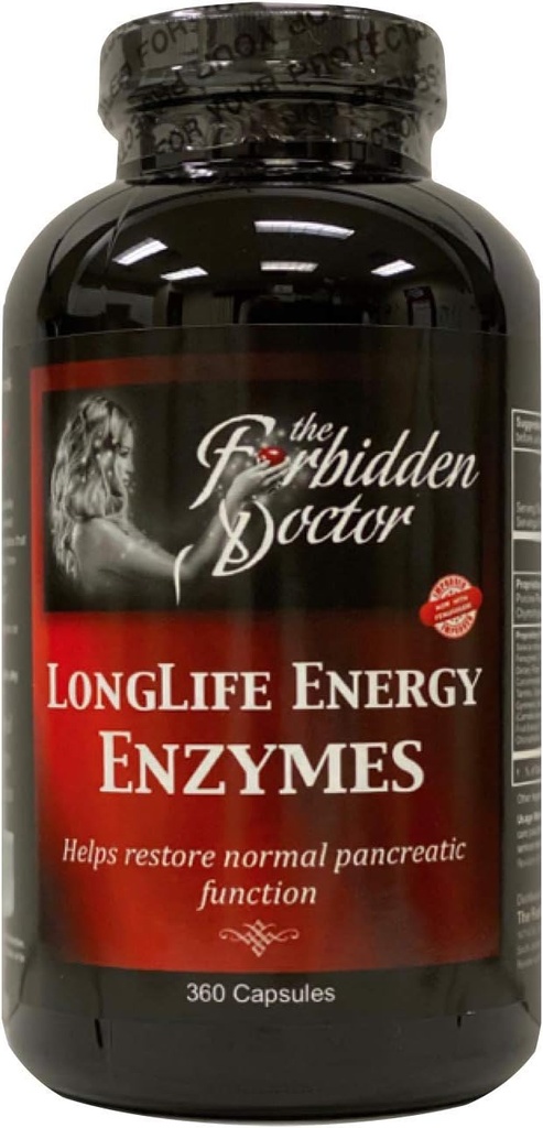 LongLife Energy Enzymes, 3mo Supply-Pancreatin 6X Strongest Enzyme Pancreas Verdauungsunterstützung 100% Ganzes Essen-No Synthetics, Trypsin 2500 USP, Chymotrypsin 1000 USP-PROBIOTICS-Turmeric-Herbs