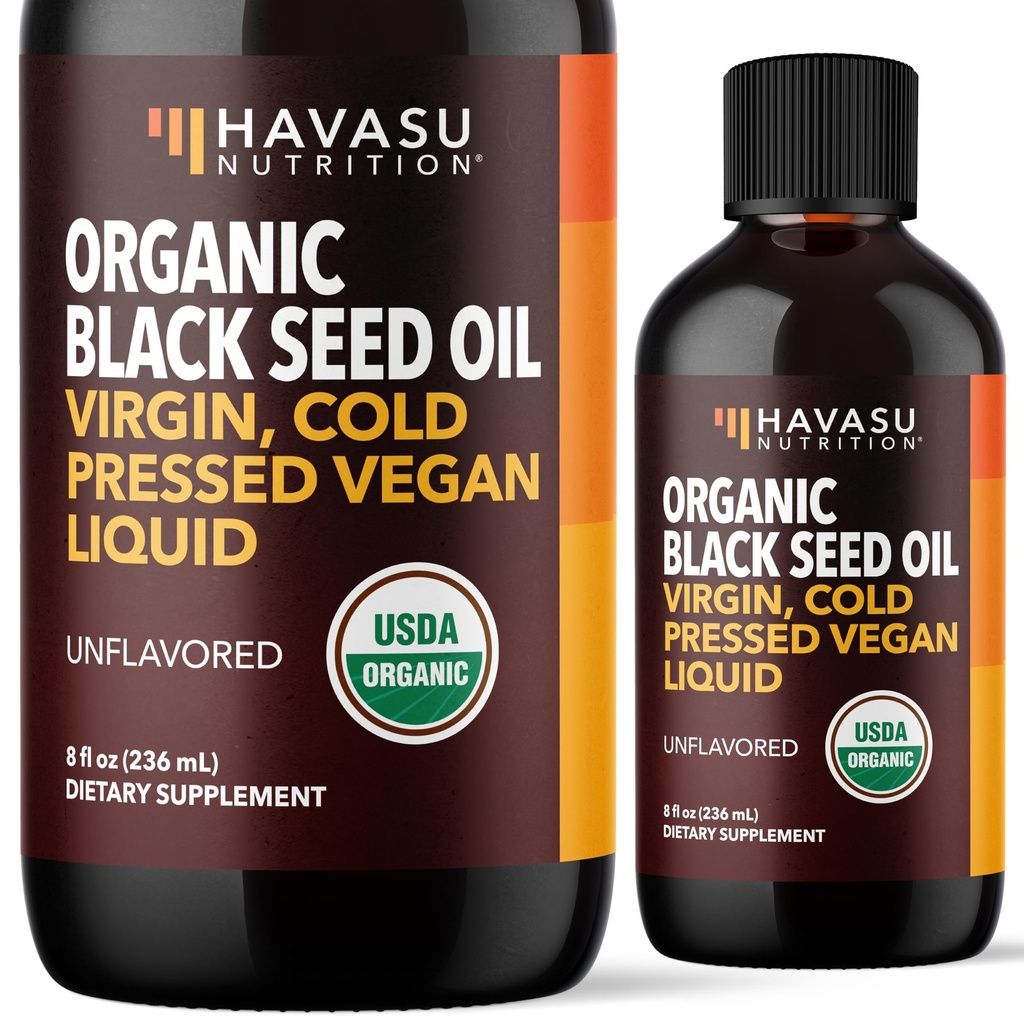 Bio Schwarzes Saatgut Öl kalt gepresste Flüssigkeit - Schwarze Cumin-Ergänzung für Immunsystem Funktion, Verdauungsunterstützung, Haarpflege & Gesamtgesundheit - 8 Fl Oz - Unflavored, Non-GMO, Vegan