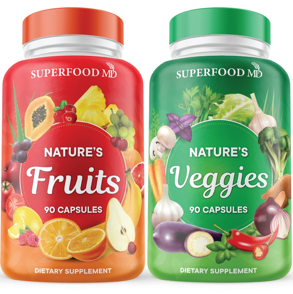 Superfood MD Fruits & Veggies Supplement - Ganze Nahrung Natürliche Superfoods - mit Aloe Vera - Soy Free- 90 Count (Pack von 2)